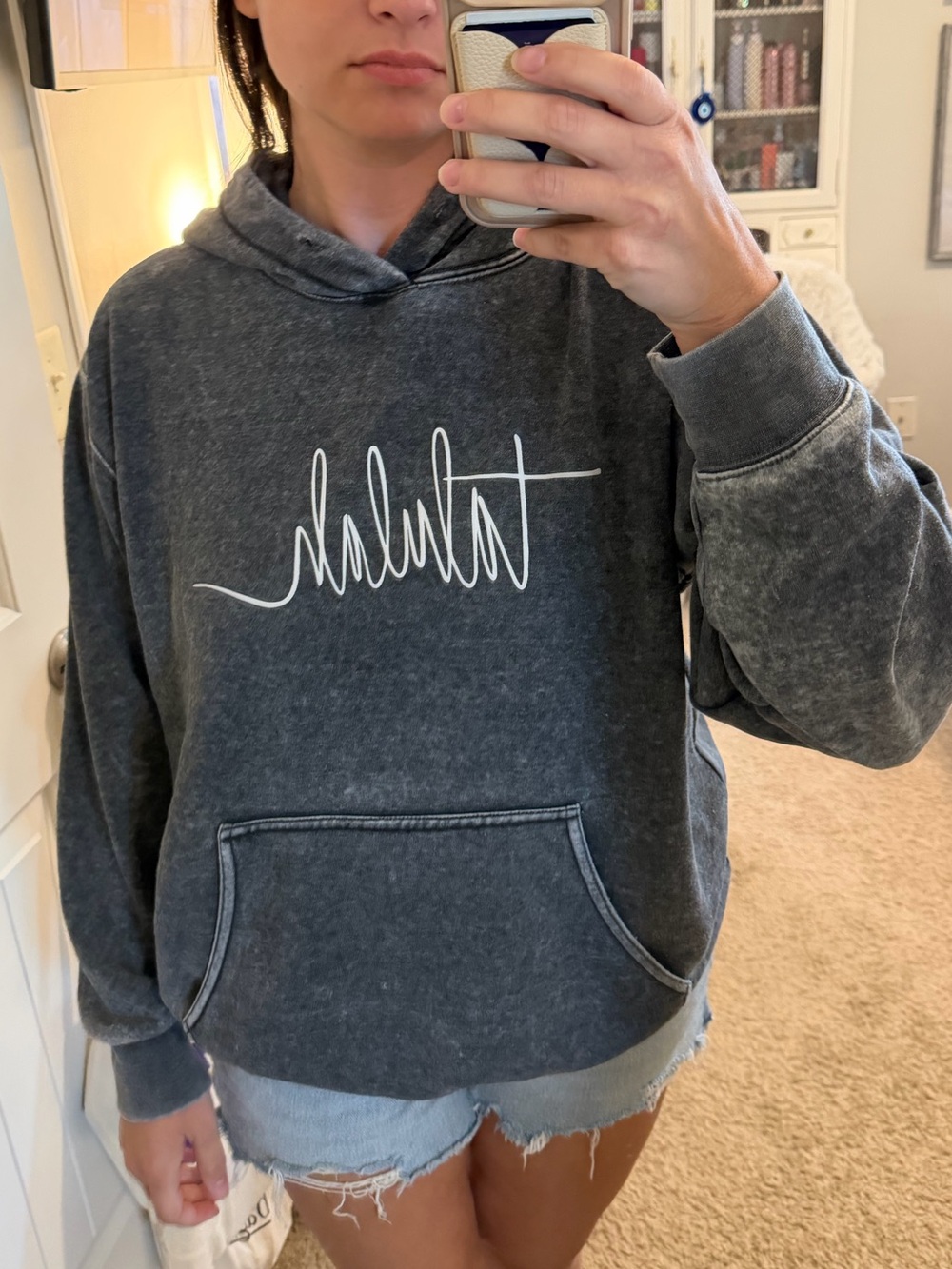 Reflex Charcoal Washed Zip-Up Hoodie with White Script Logo